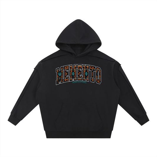 Contrast Tape Raw Edge Double Layered Hoodie - Memento Mori Clothing