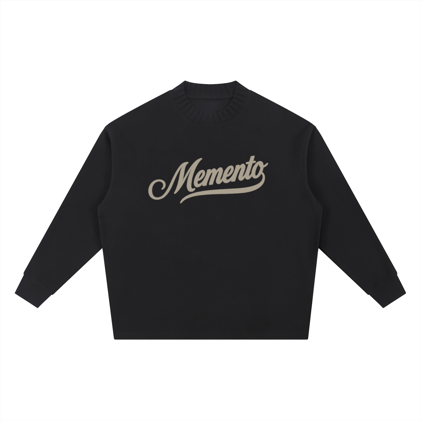 Memento (Black/Cream) Knitted Neck Oversize Sweatshirt - Memento Mori Clothing