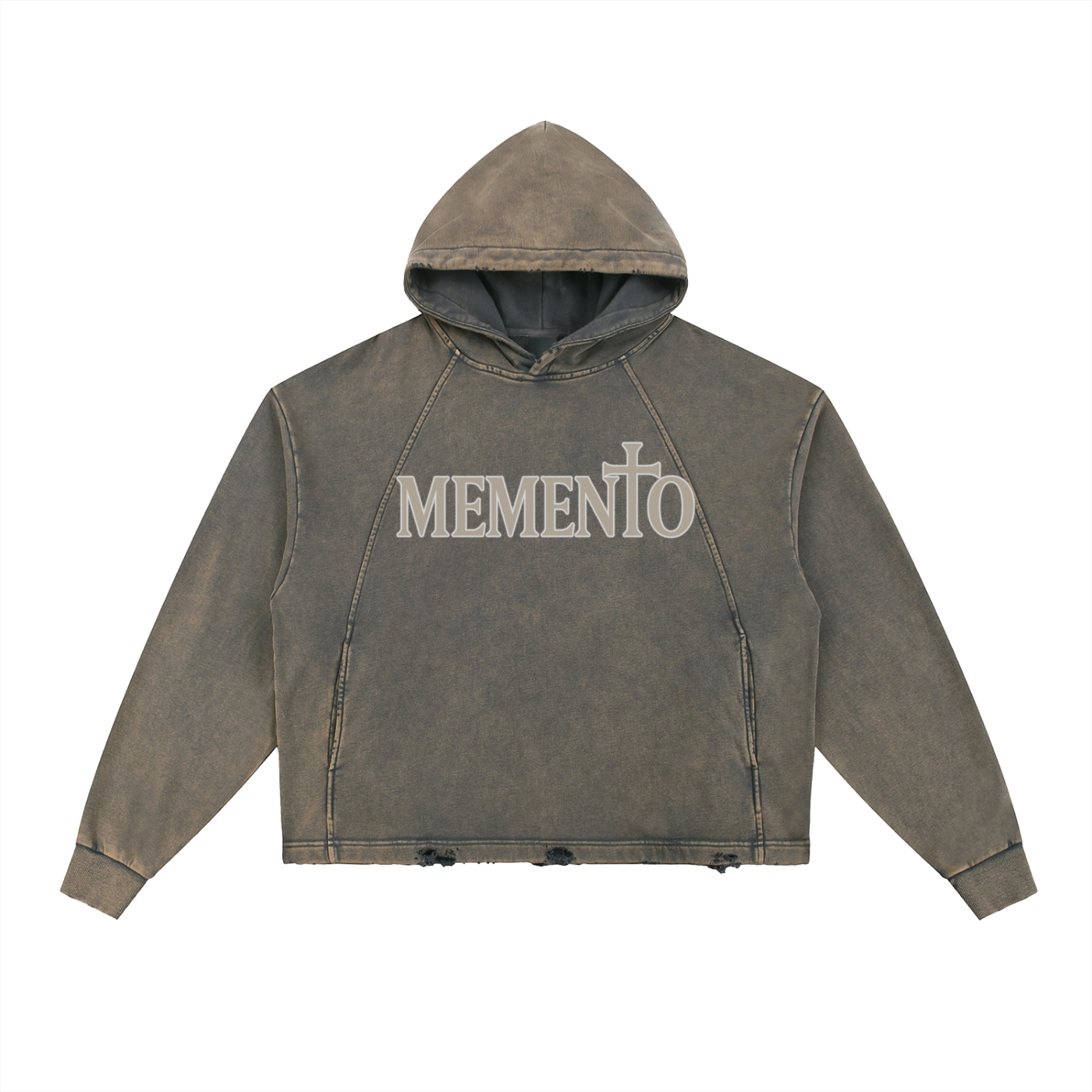 Memento Vintage Washed Frayed-Hem Hoodie - Memento Mori Clothing