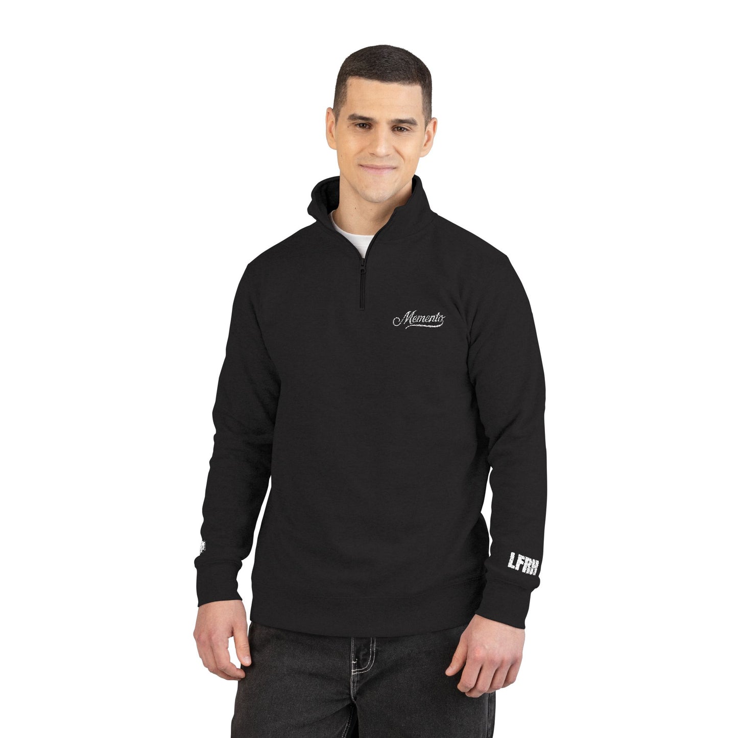 Fleece Pullover Embroidered with Memento Mori LFRH Live Fearless, Remember Humbly
