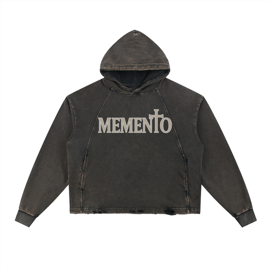 Memento Vintage Washed Frayed-Hem Hoodie - Memento Mori Clothing