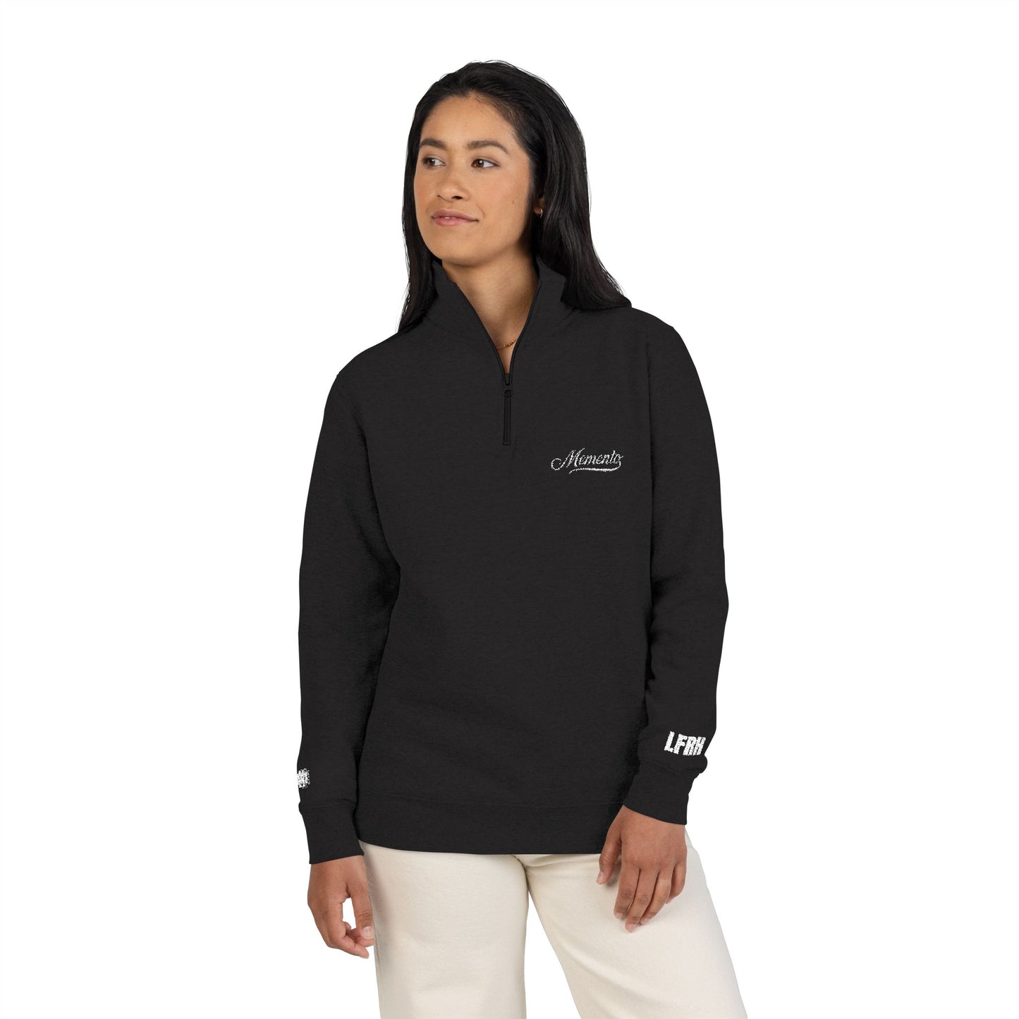Fleece Pullover Embroidered with Memento Mori LFRH Live Fearless, Remember Humbly