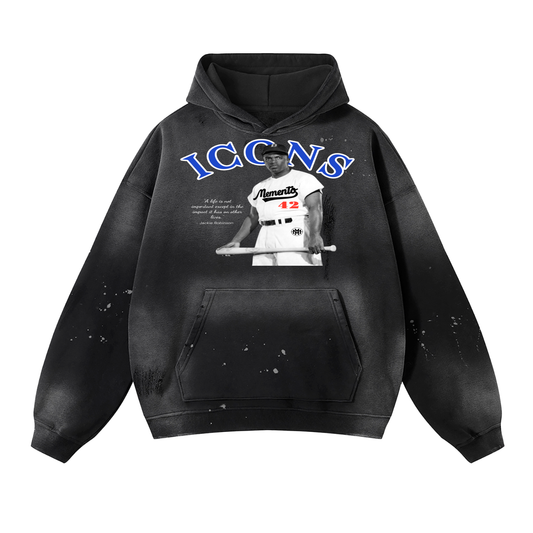 Jackie Vintage Washed Frayed Fleece Hoodie - Memento Mori Clothing