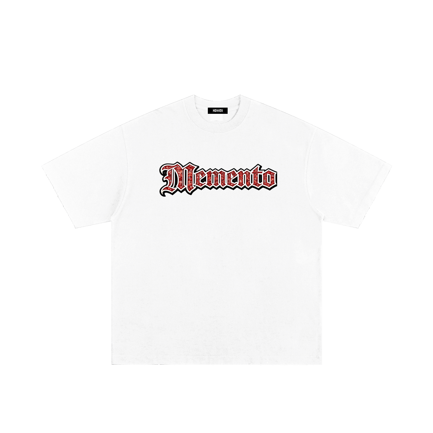 Red Paisley Logo Heavyweight Hand-frayed T-Shirt - Memento Mori Clothing