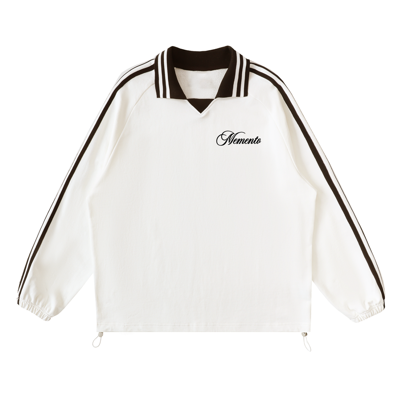 Contrast Striped Lapel Collar Sweatshirt - Memento Mori Clothing