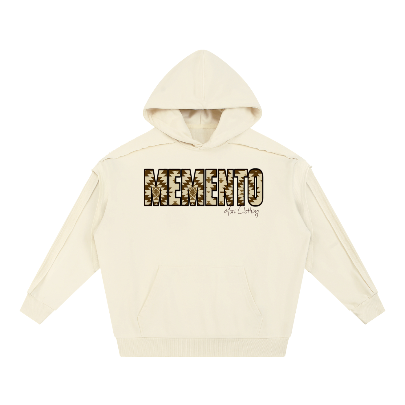 Contrast Tape Raw Edge Double Layered Hoodie - Memento Mori Clothing