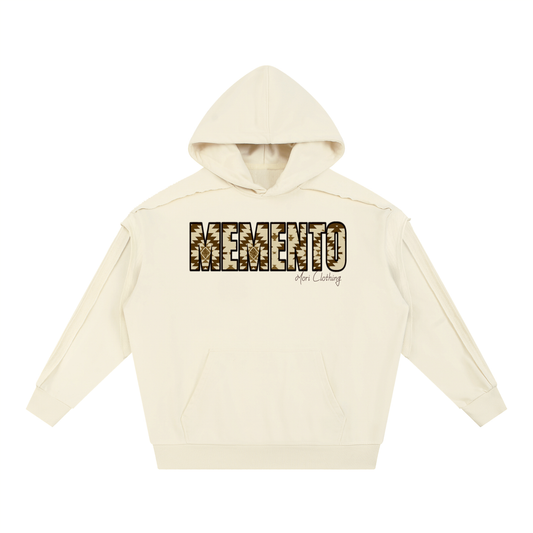 Contrast Tape Raw Edge Double Layered Hoodie - Memento Mori Clothing