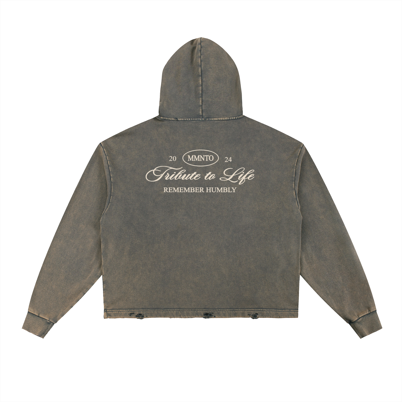 Memento Vintage Washed Frayed-Hem Hoodie - Memento Mori Clothing