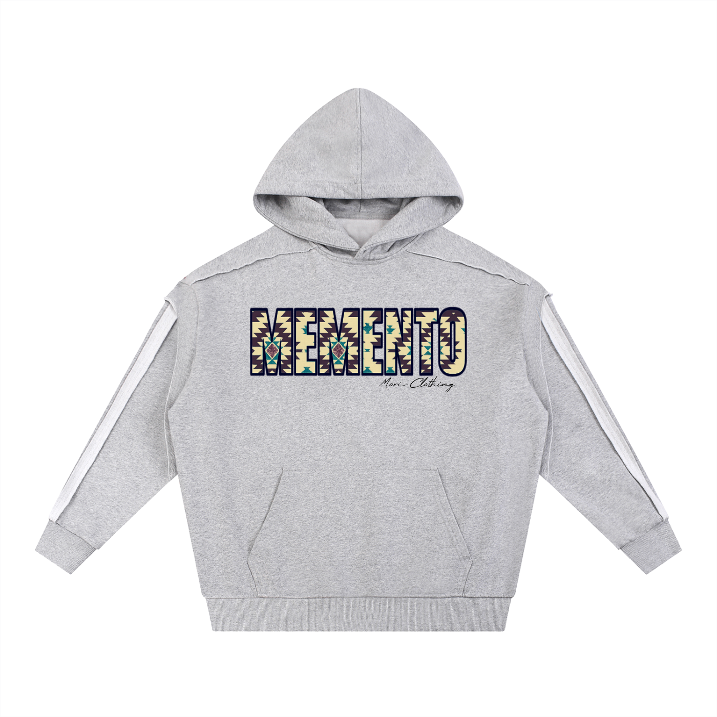 Aztec Memento Raw Edge Double Layered Hoodie - Memento Mori Clothing