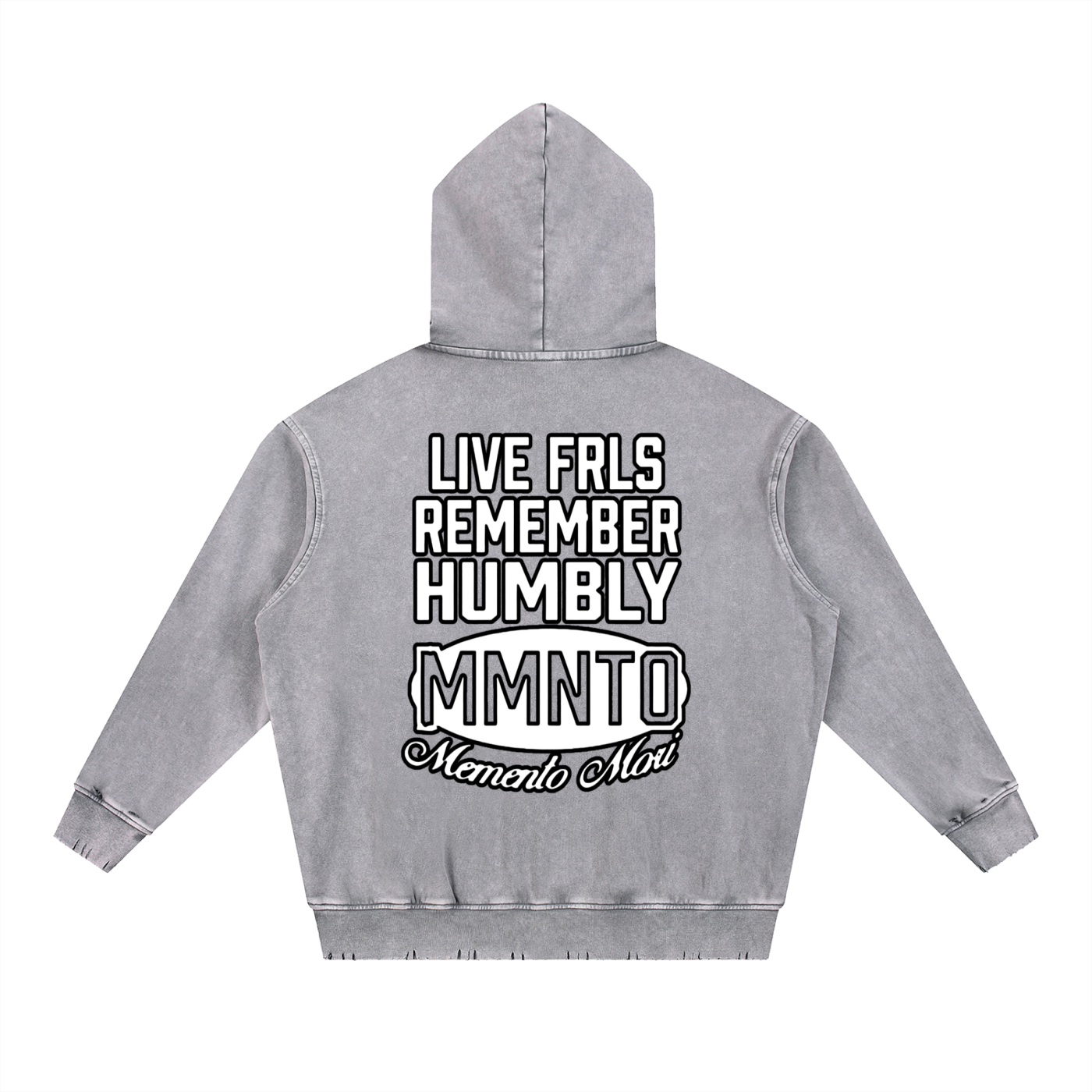 Memento Snow Wash Hand-Frayed Heavyweight  Hoodie - Memento Mori Clothing