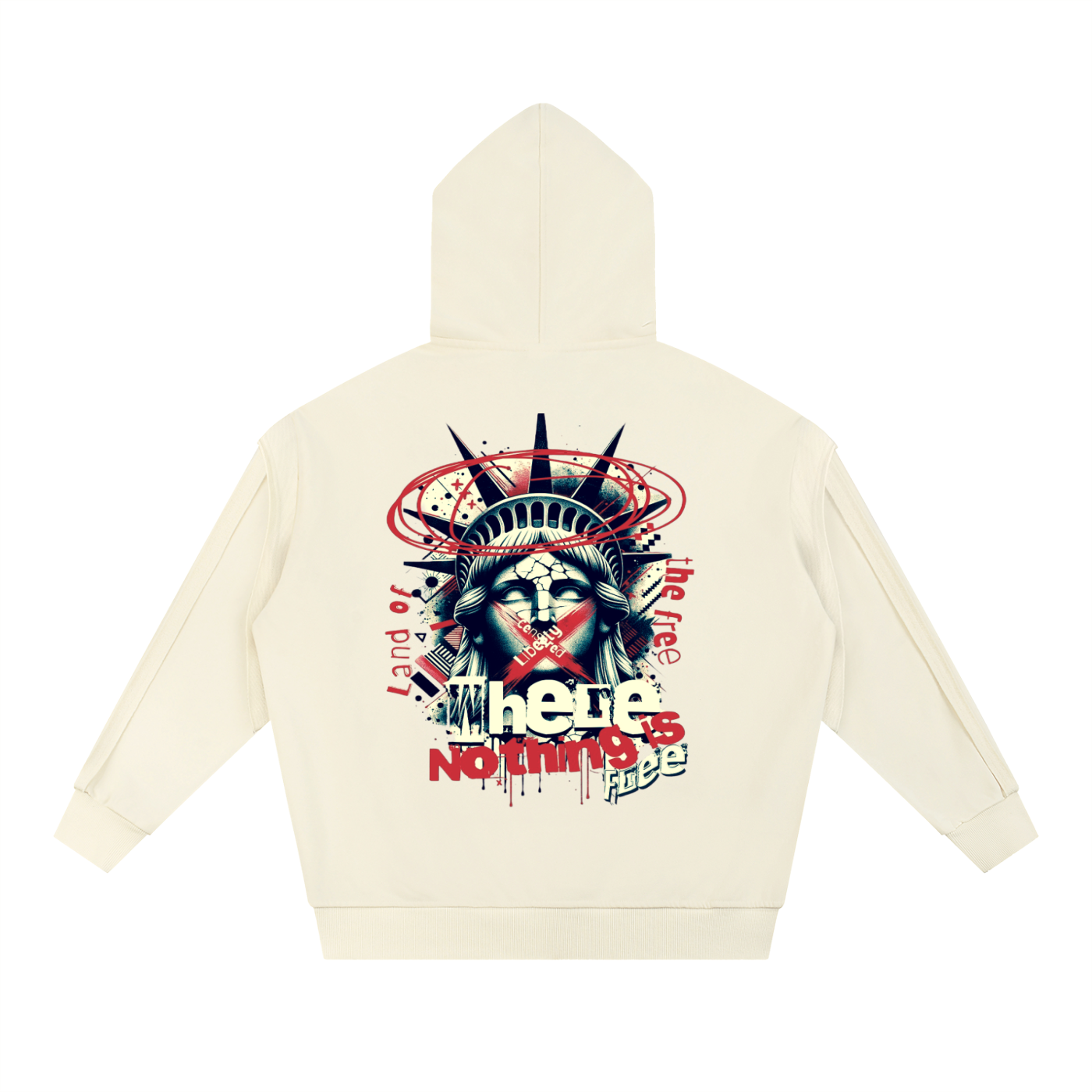 America Tape Raw Edge Double Layered Hoodie - Memento Mori Clothing