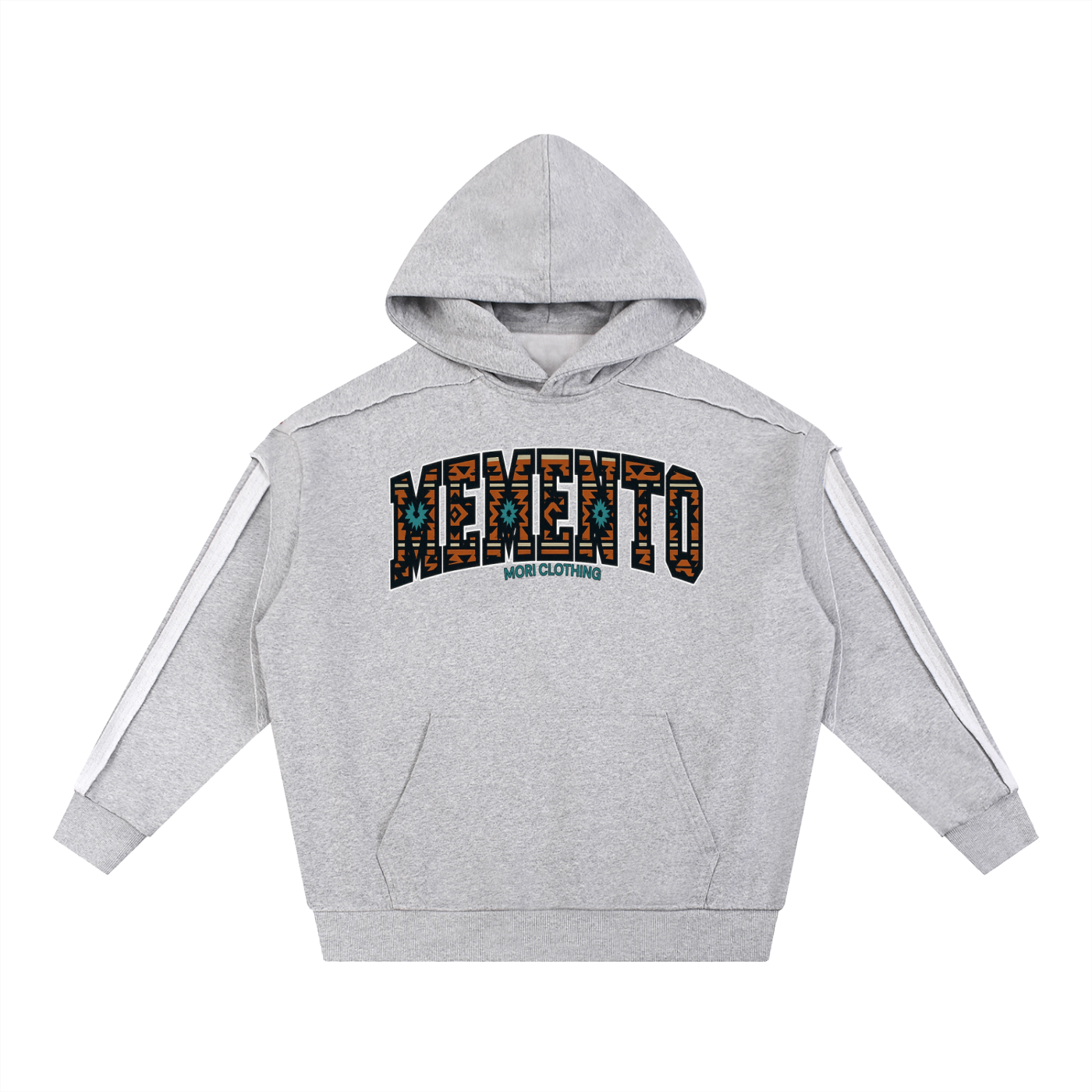 Contrast Tape Raw Edge Double Layered Hoodie - Memento Mori Clothing
