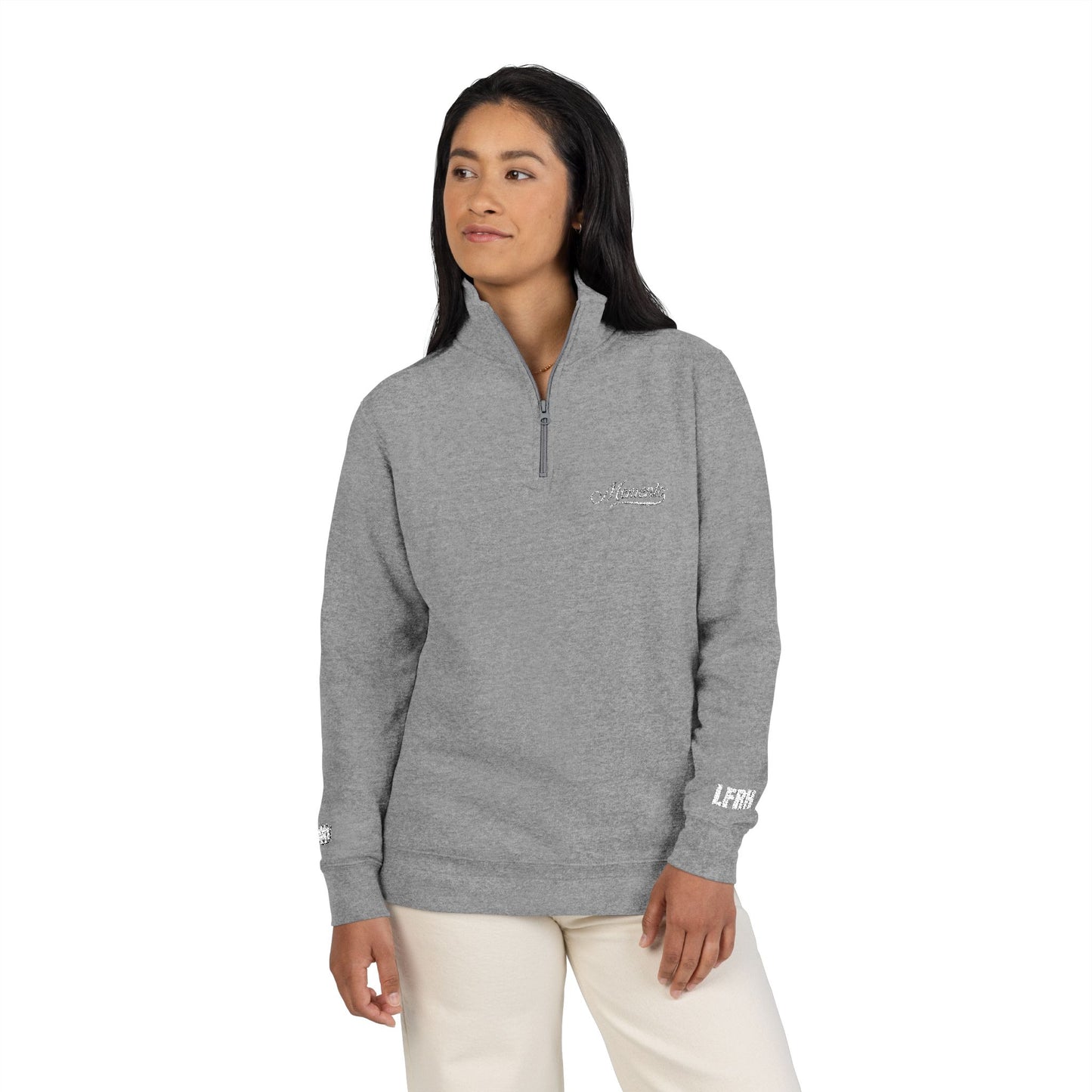 Fleece Pullover Embroidered with Memento Mori LFRH Live Fearless, Remember Humbly