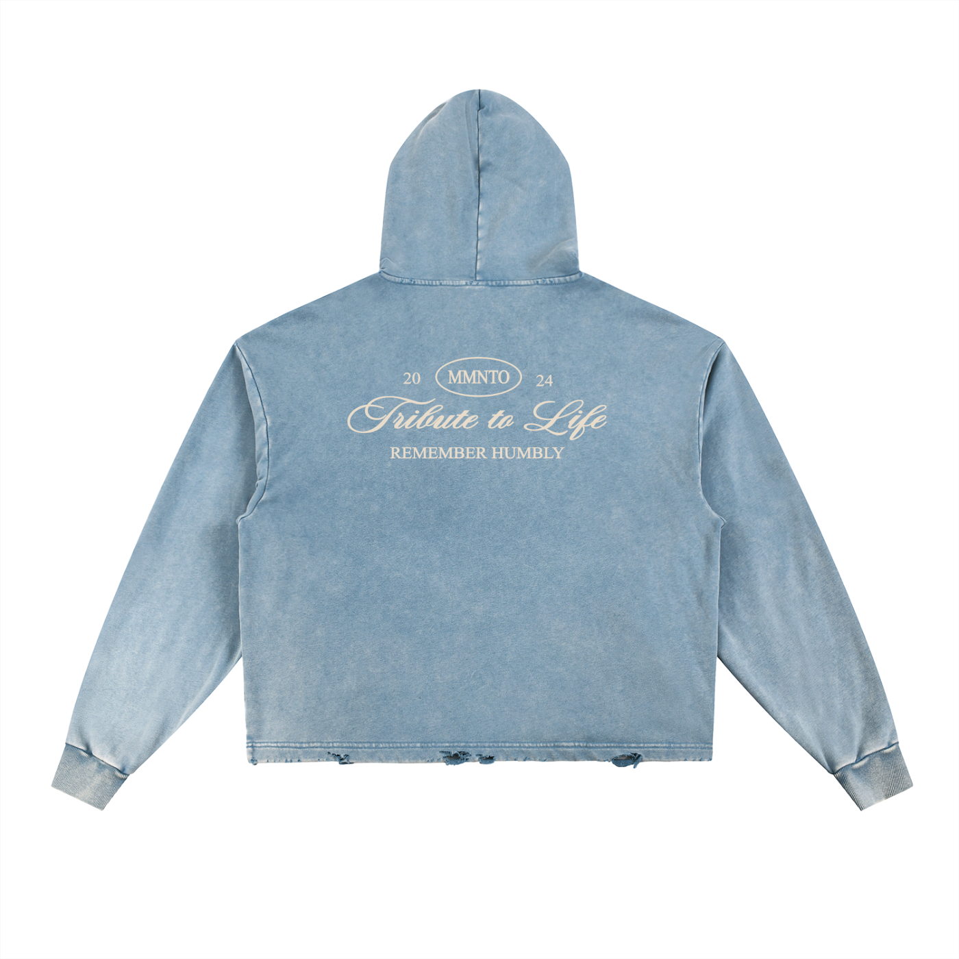 Memento Vintage Washed Frayed-Hem Hoodie - Memento Mori Clothing