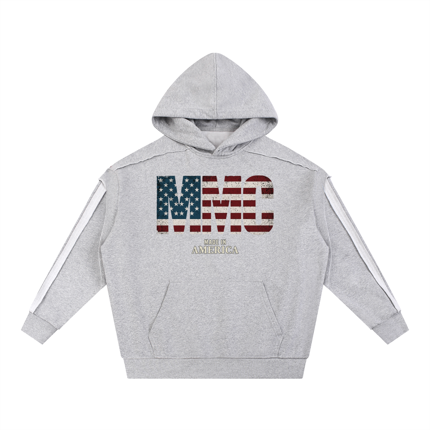 America Tape Raw Edge Double Layered Hoodie - Memento Mori Clothing