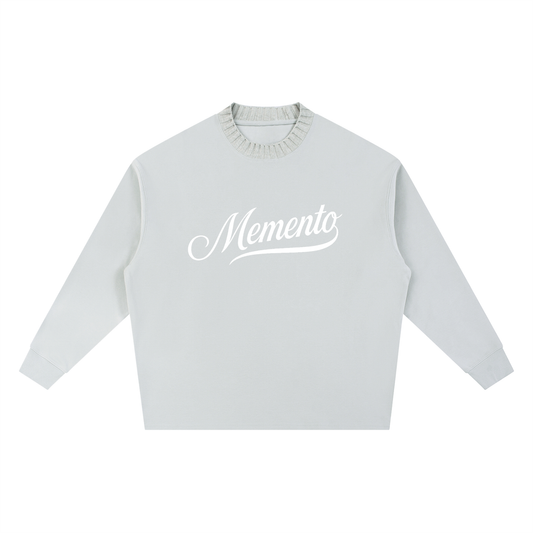 Memento (Grey/White) Knitted Neck Oversize Sweatshirt - Memento Mori Clothing