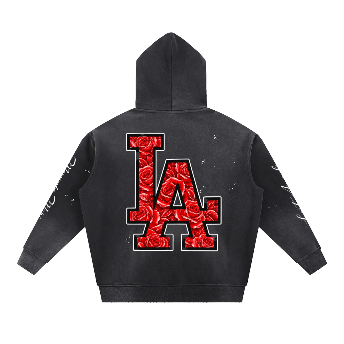 Lost Angels Roses Vintage Washed Frayed Hoodie