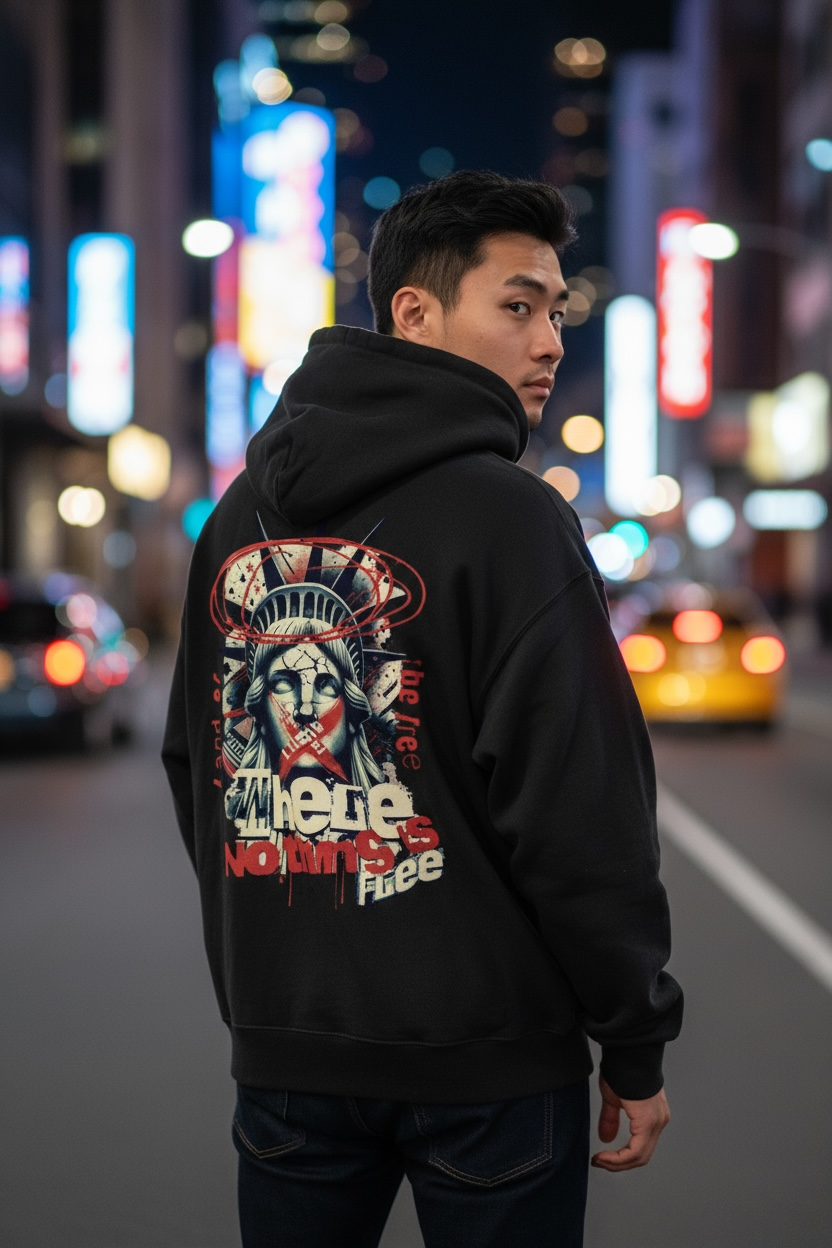 America Tape Raw Edge Double Layered Hoodie - Memento Mori Clothing