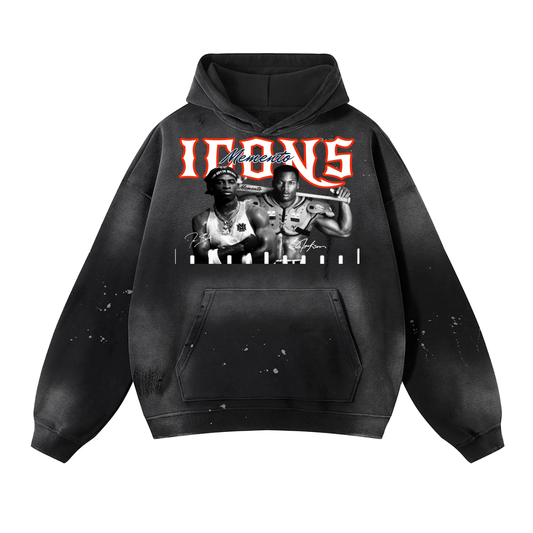 Bo and Prime Vintage Washed Frayed Fleece Hoodie - Memento Mori Clothing