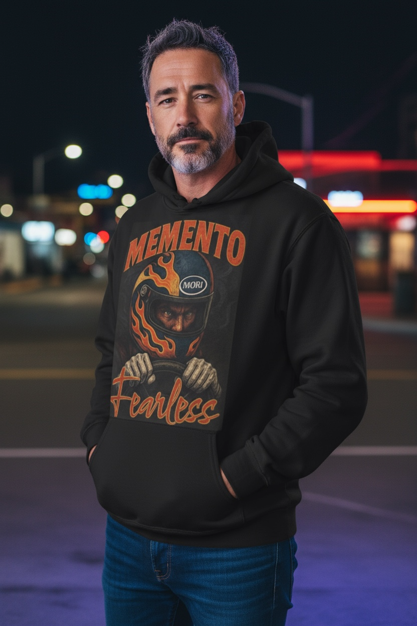Fearless Racer Fleeced Boxy Hoodie - Memento Mori Clothing
