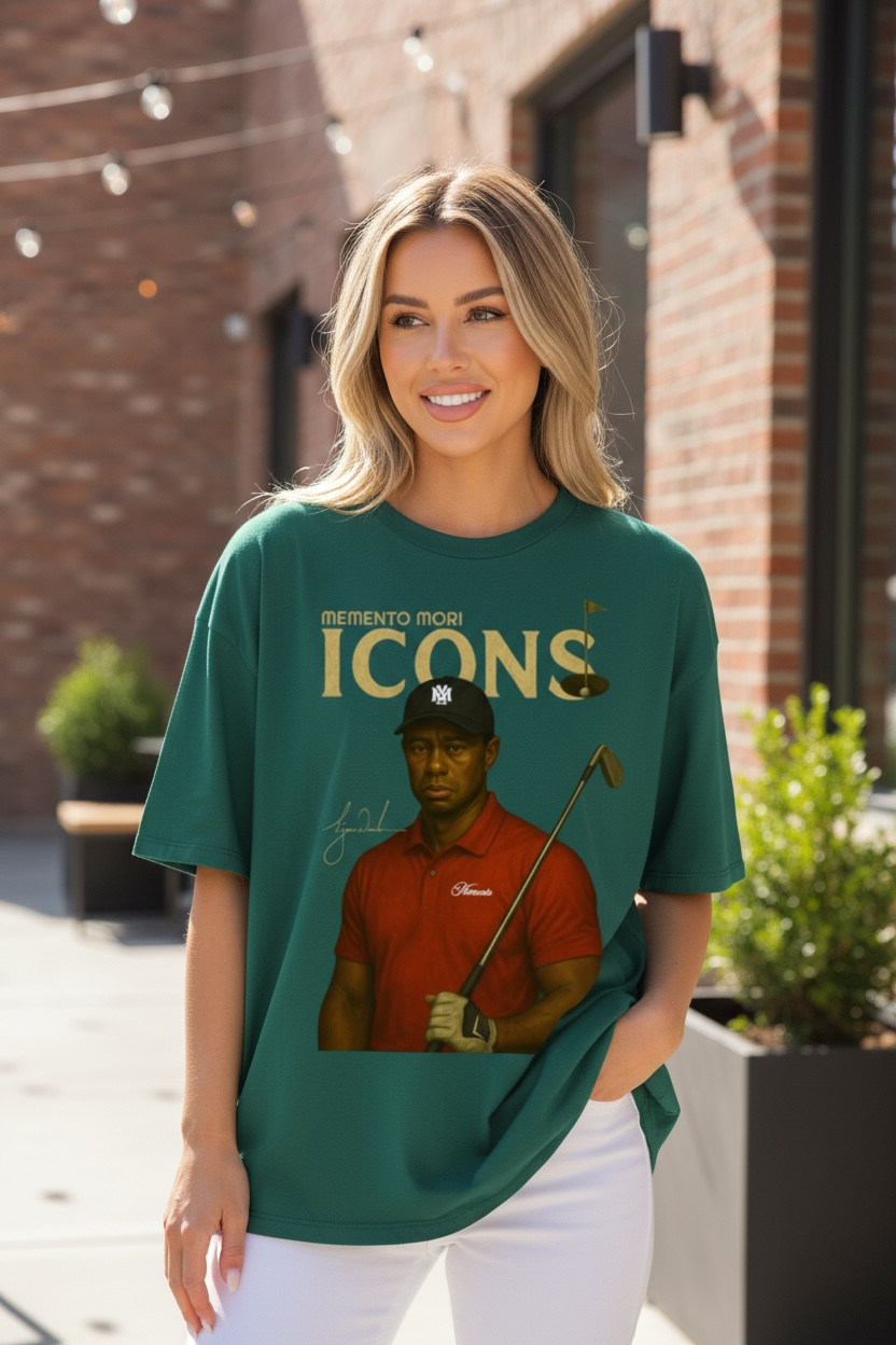 Tiger Woods Washed Rolled Hem Half Sleeve T-Shirt - Memento Mori Clothing