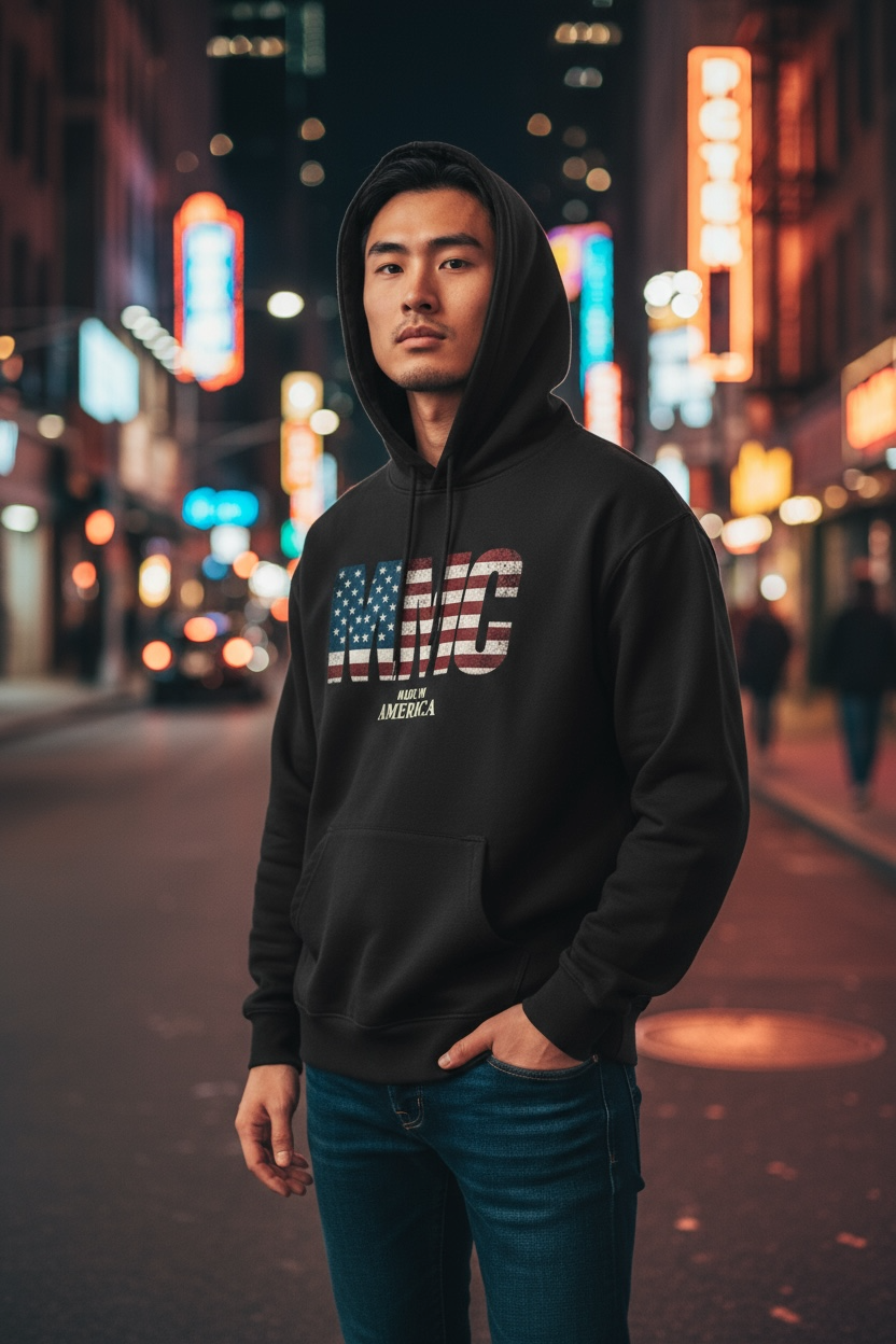 America Tape Raw Edge Double Layered Hoodie - Memento Mori Clothing