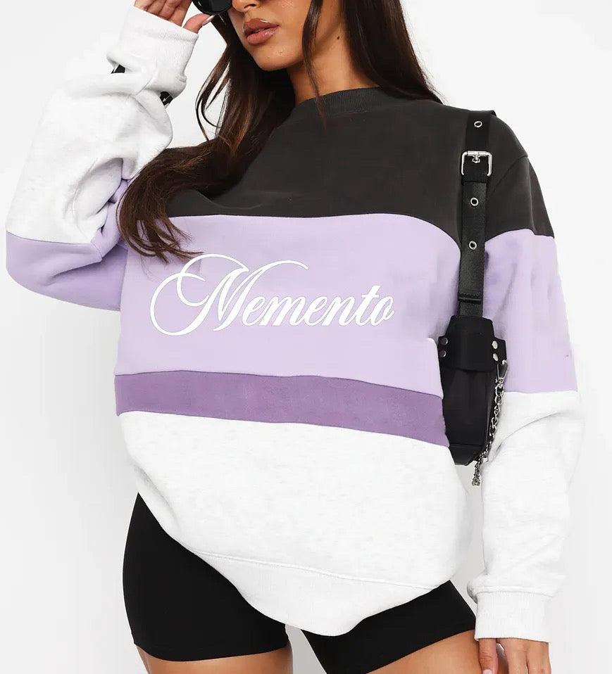 Women's Color Block Crewneck Sweatshirts - Memento Mori Clothing