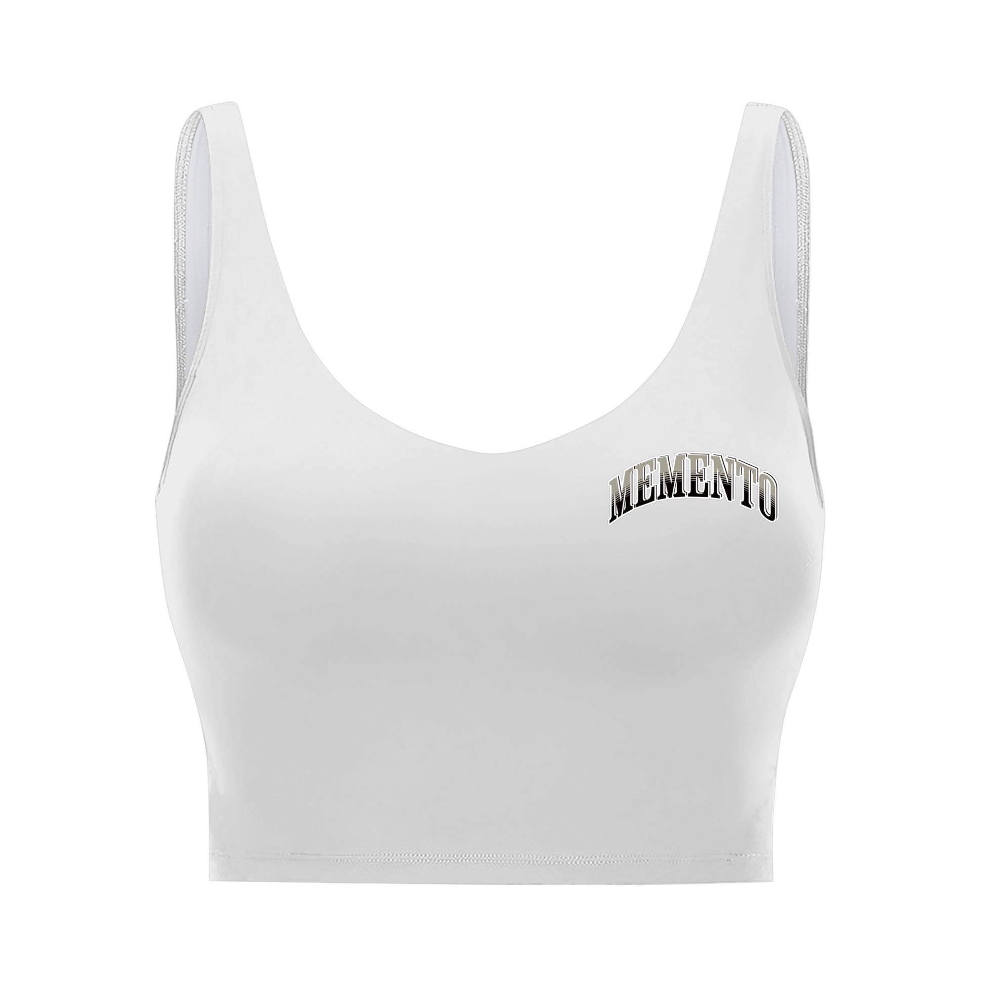 Memento (White/Black) Polyester Sports Bra – Comfortable Activewear for Women, Fitness Enthusiasts, and Everyday Use - Memento Mori Clothing