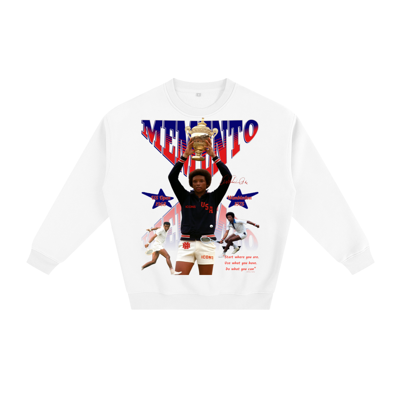Arthur Ashe Fleeced Sweatshirt - Memento Mori Clothing