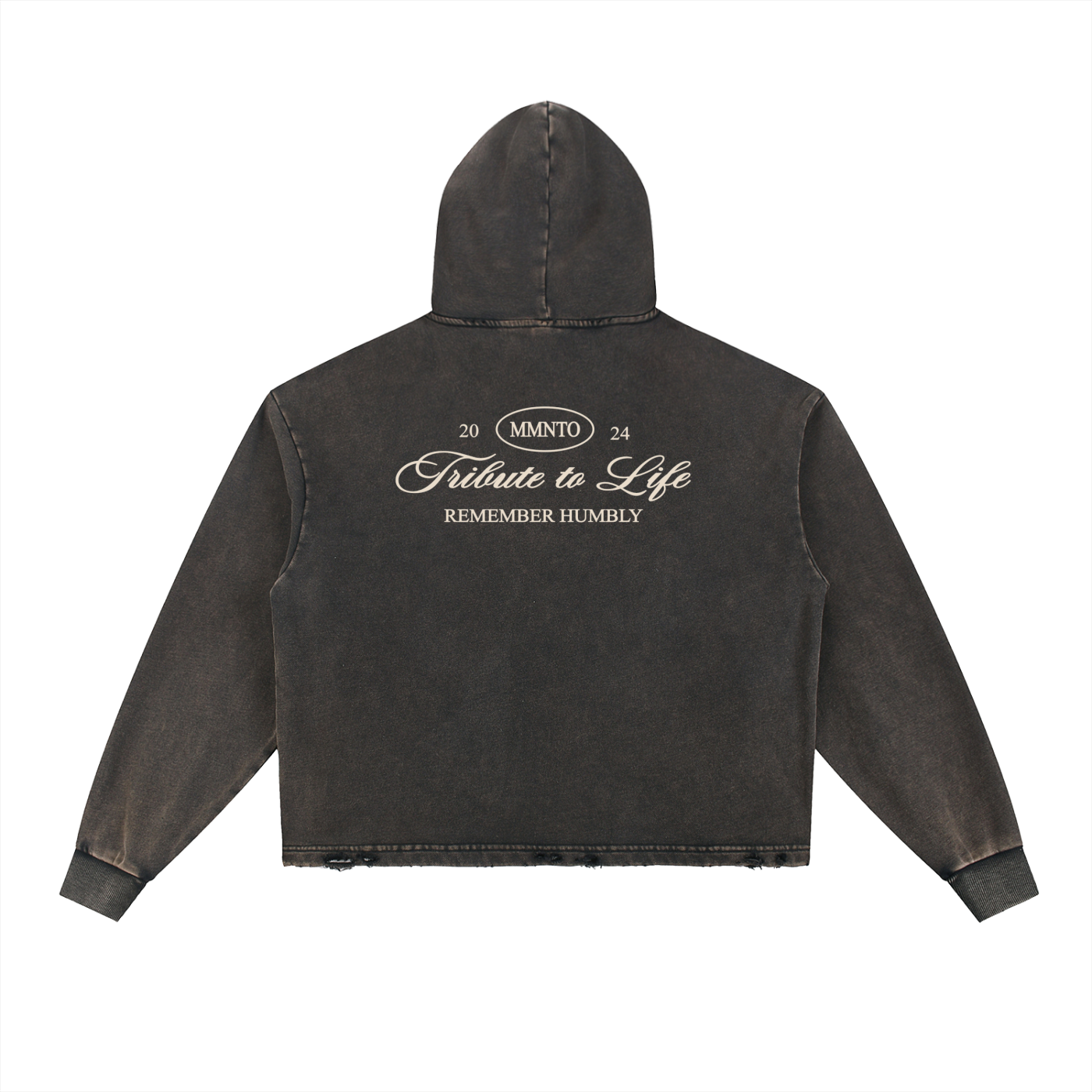 Memento Vintage Washed Frayed-Hem Hoodie - Memento Mori Clothing