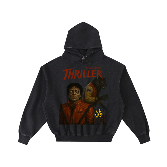 Thriller Frayed Enzyme Washed Fleece Hoodie - Memento Mori Clothing