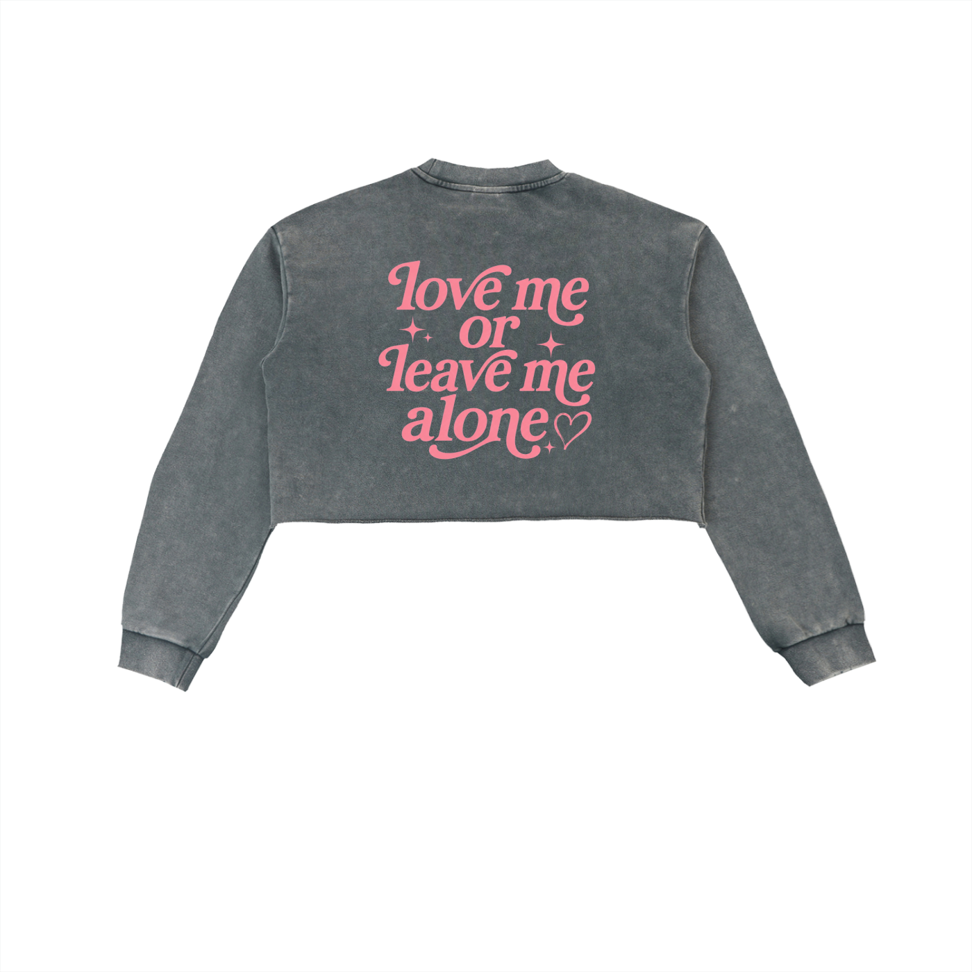 Love Me Snow Washed Raw Edge Cropped Sweatshirt