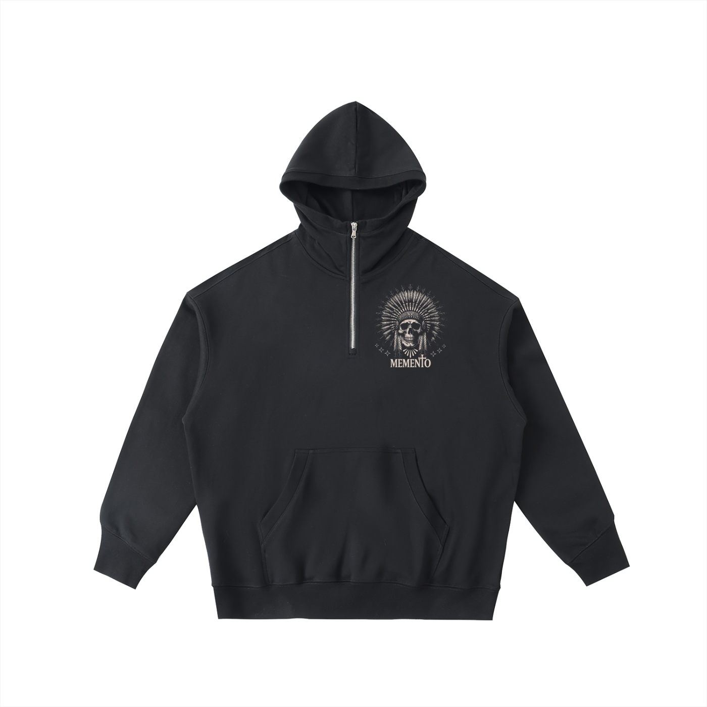 Skully Half-Zip Fleece Hoodie - Memento Mori Clothing