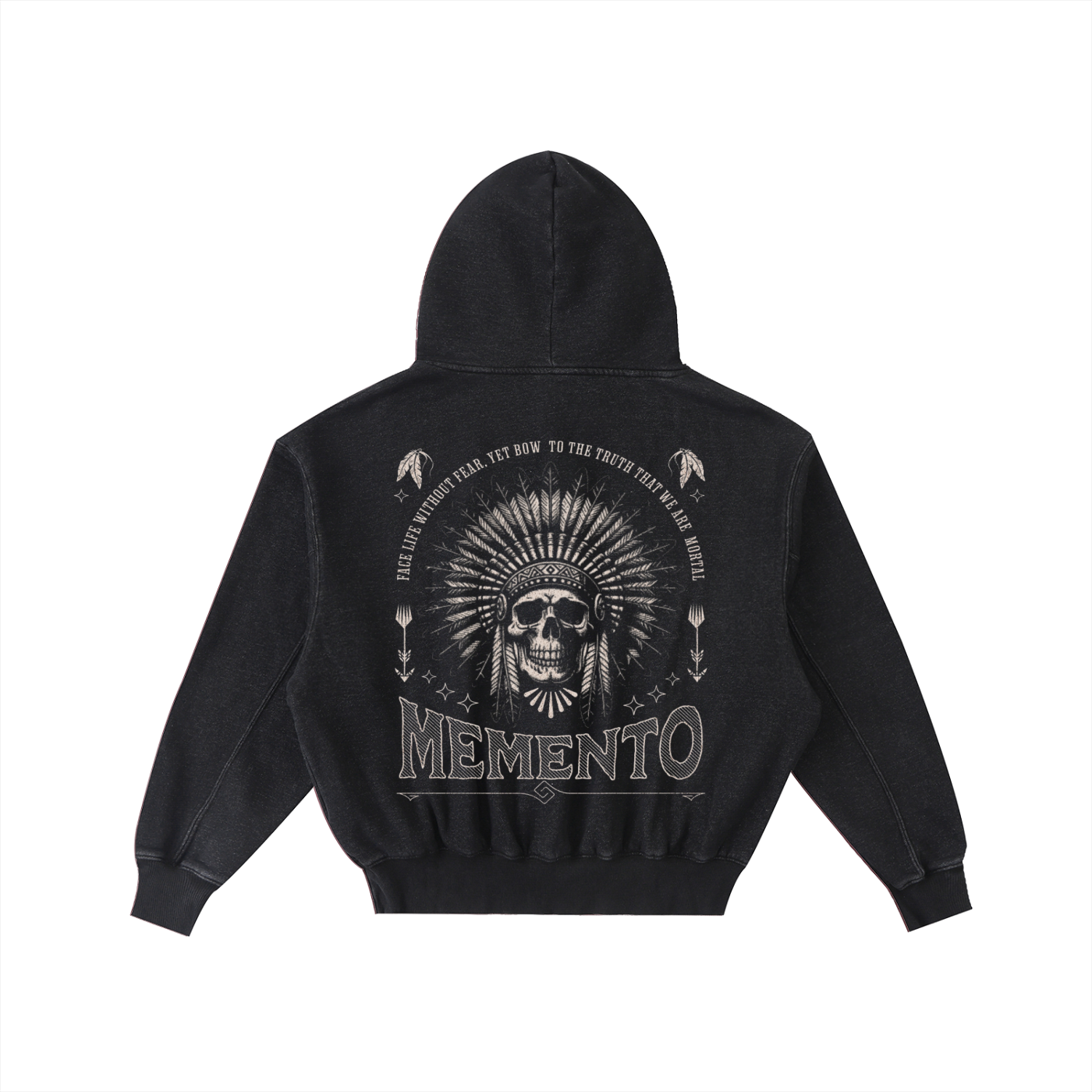 Skullz Frayed Enzyme Washed Fleece Hoodie - Memento Mori Clothing