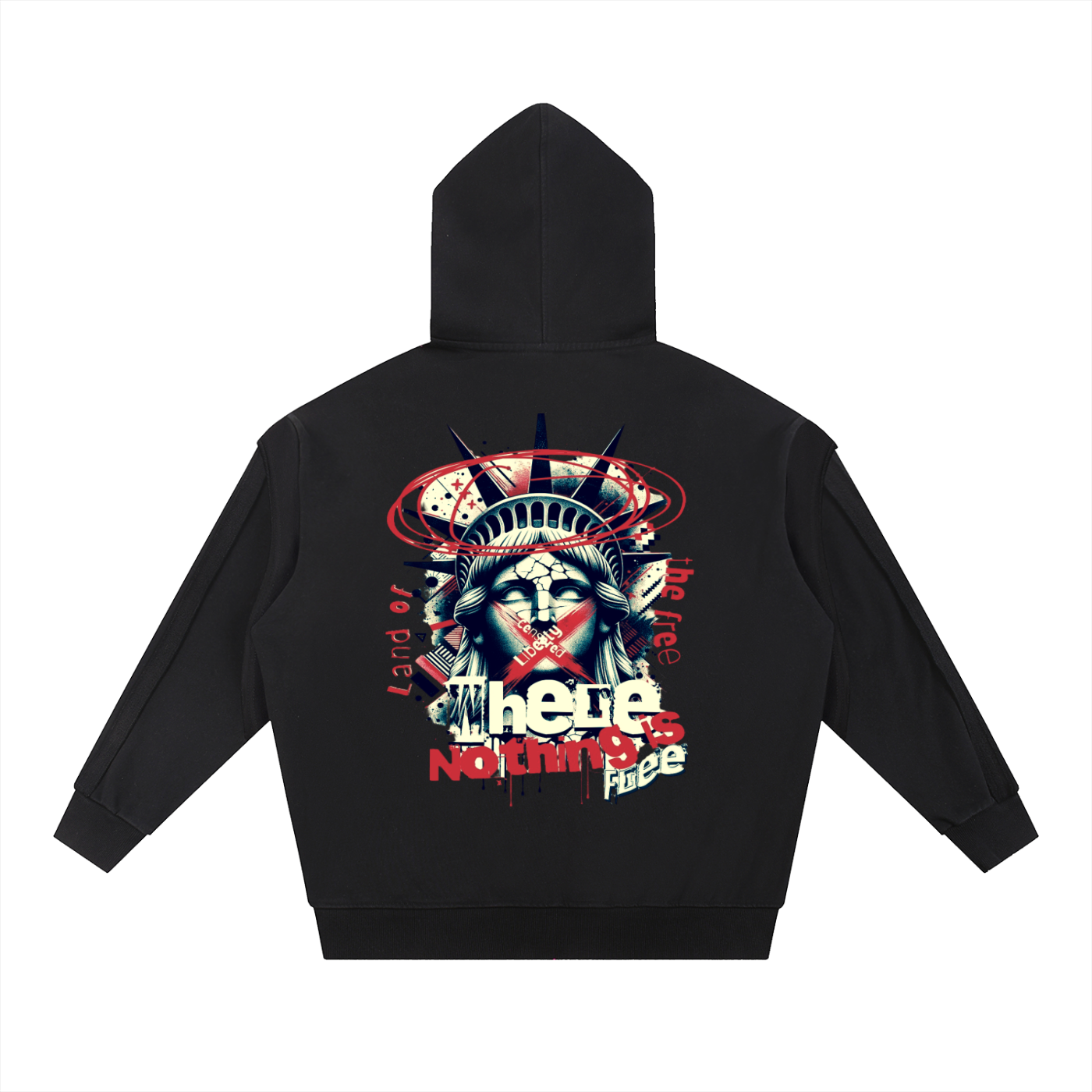 America Tape Raw Edge Double Layered Hoodie - Memento Mori Clothing