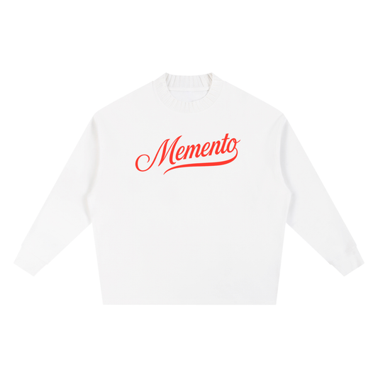 Memento (White/Red) Knitted Neck Oversize Sweatshirt - Memento Mori Clothing