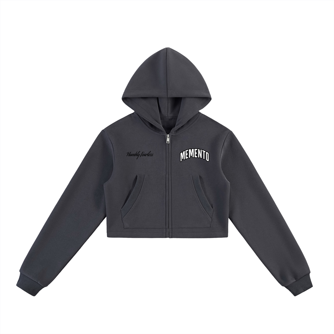 MMC Essential Cropped Zip-Up Hoodie - Memento Mori Clothing