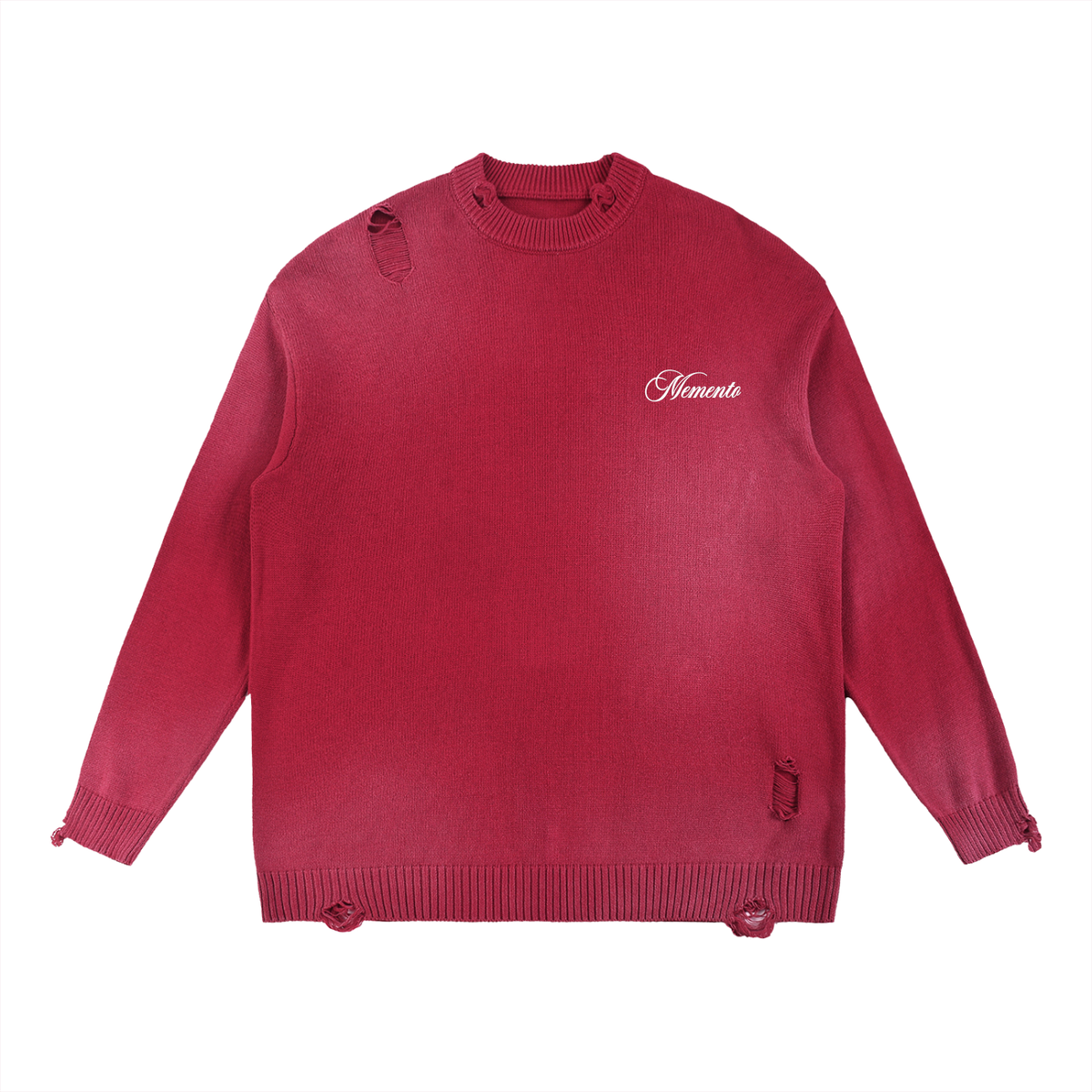Memento Sun Fade Distressed Ripped Crewneck sweater