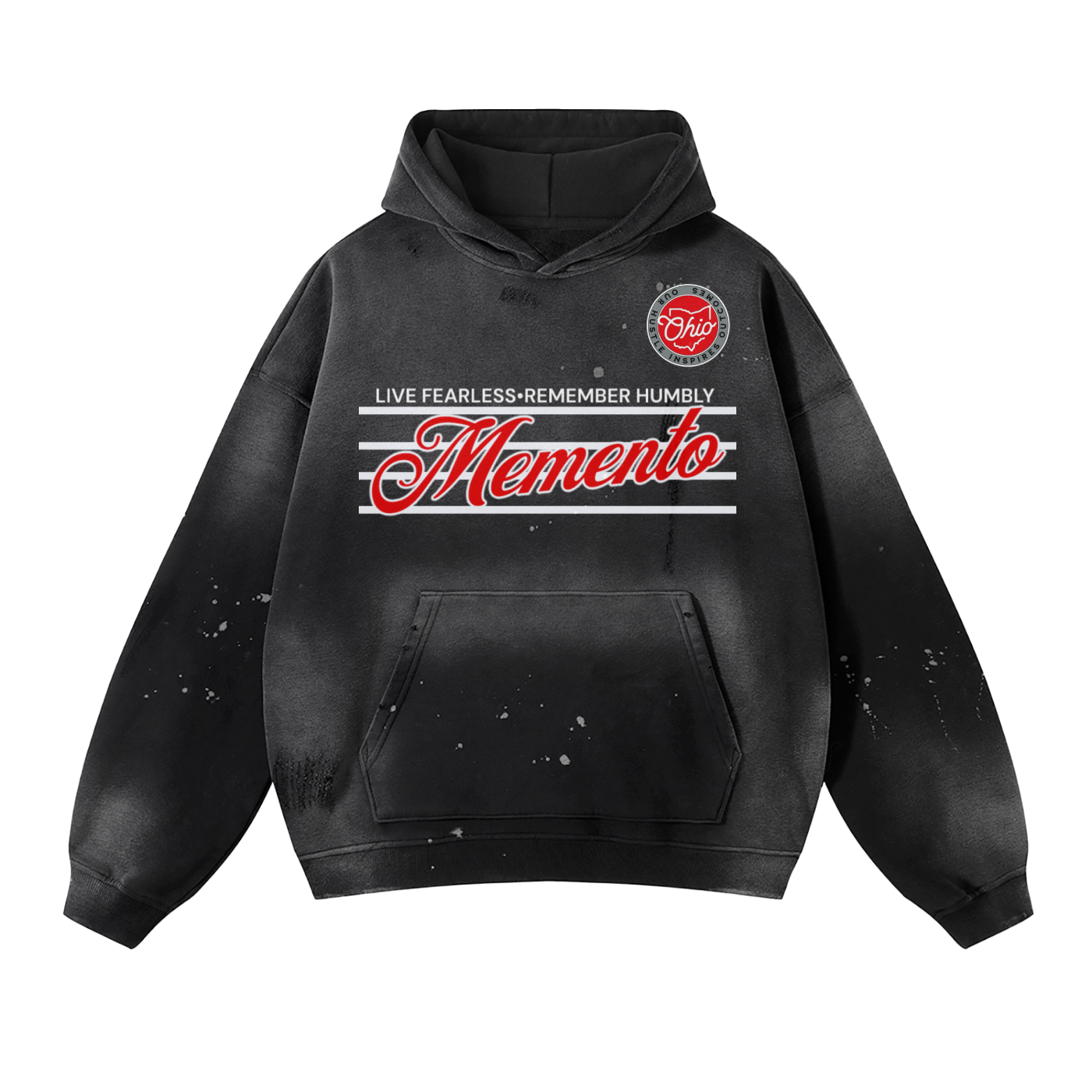OHIO Vintage Wash Frayed Fleece Hoodie - 360 GSM - Memento Mori Clothing