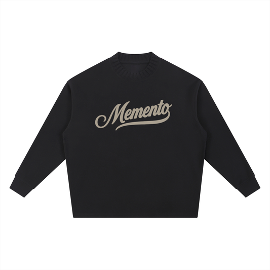 Memento (Black/Cream) Knitted Neck Oversize Sweatshirt - Memento Mori Clothing