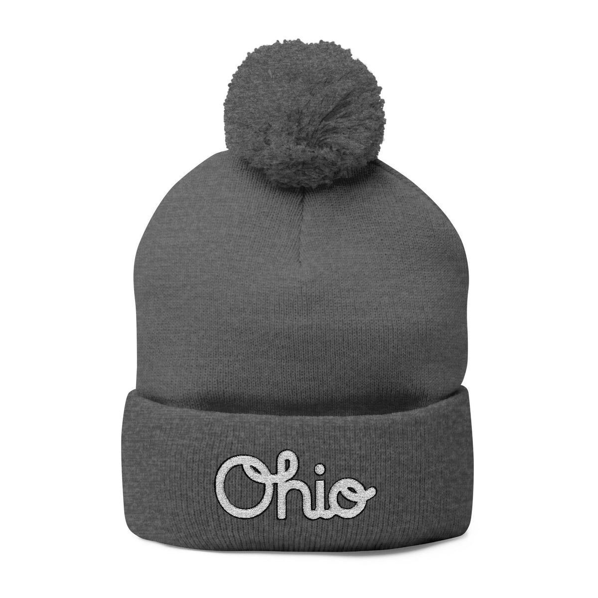 Ohio Embroidered Pom-Pom Knit Cap