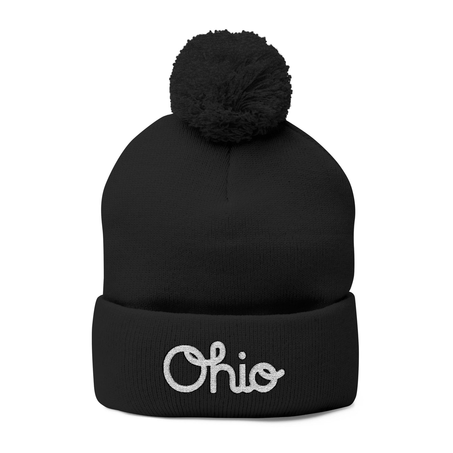 Ohio Embroidered Pom-Pom Knit Cap