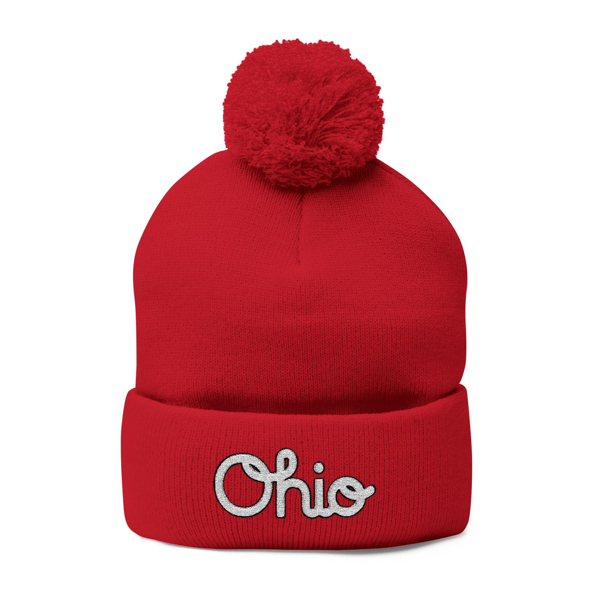 Ohio Embroidered Pom-Pom Knit Cap