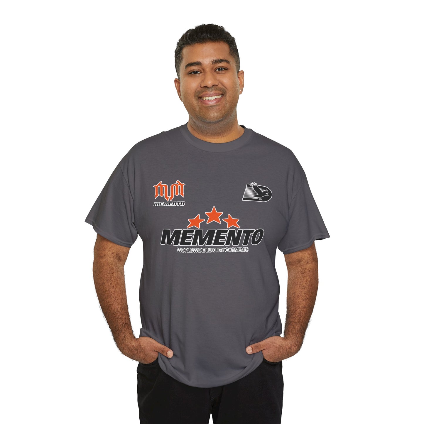 Memento Graphic Tee — Bold 3-Star Logo Cotton T-Shirt