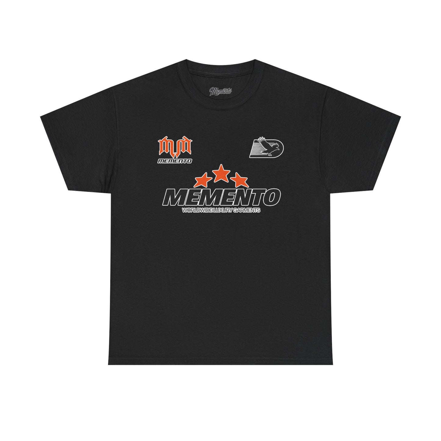 Memento Graphic Tee — Bold 3-Star Logo Cotton T-Shirt