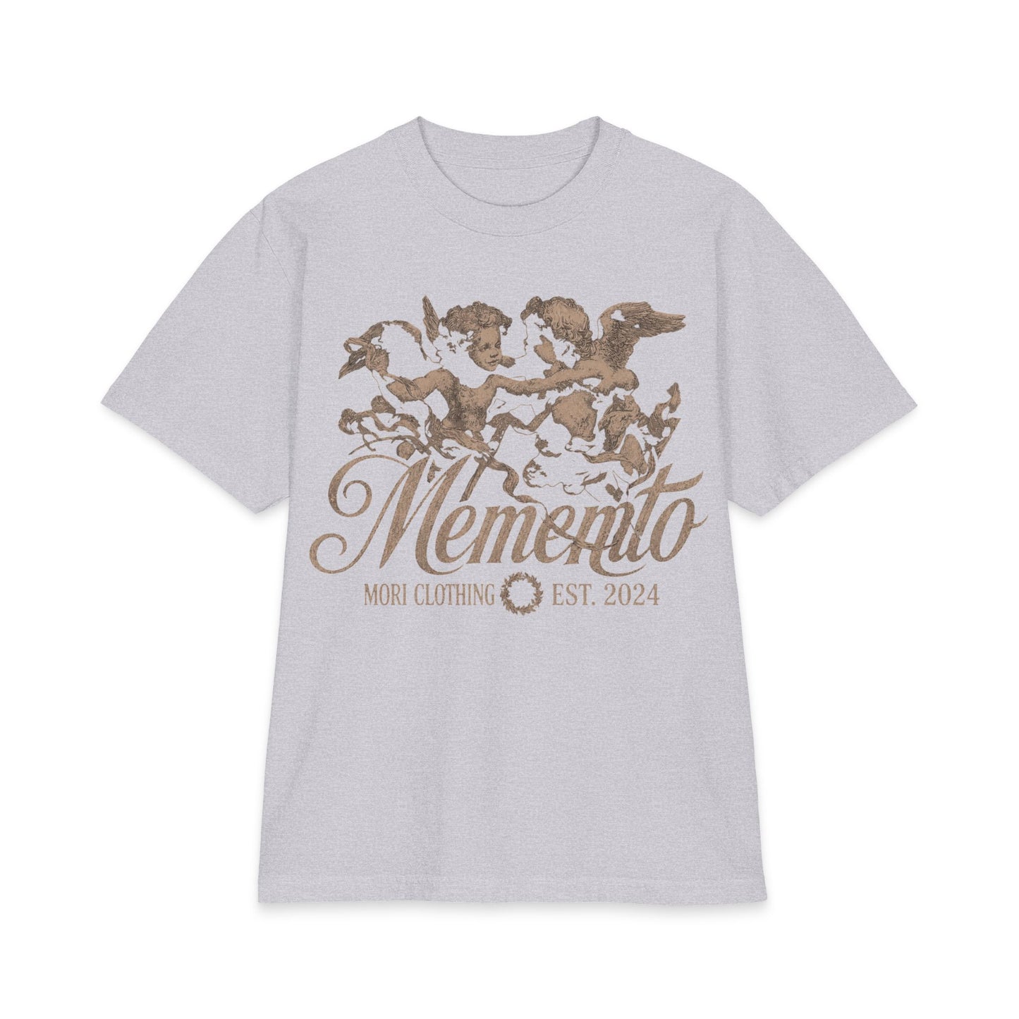 Memento Cherub Graphic T-Shirt — Vintage Angel Artwork, 'Memento' Chest Print