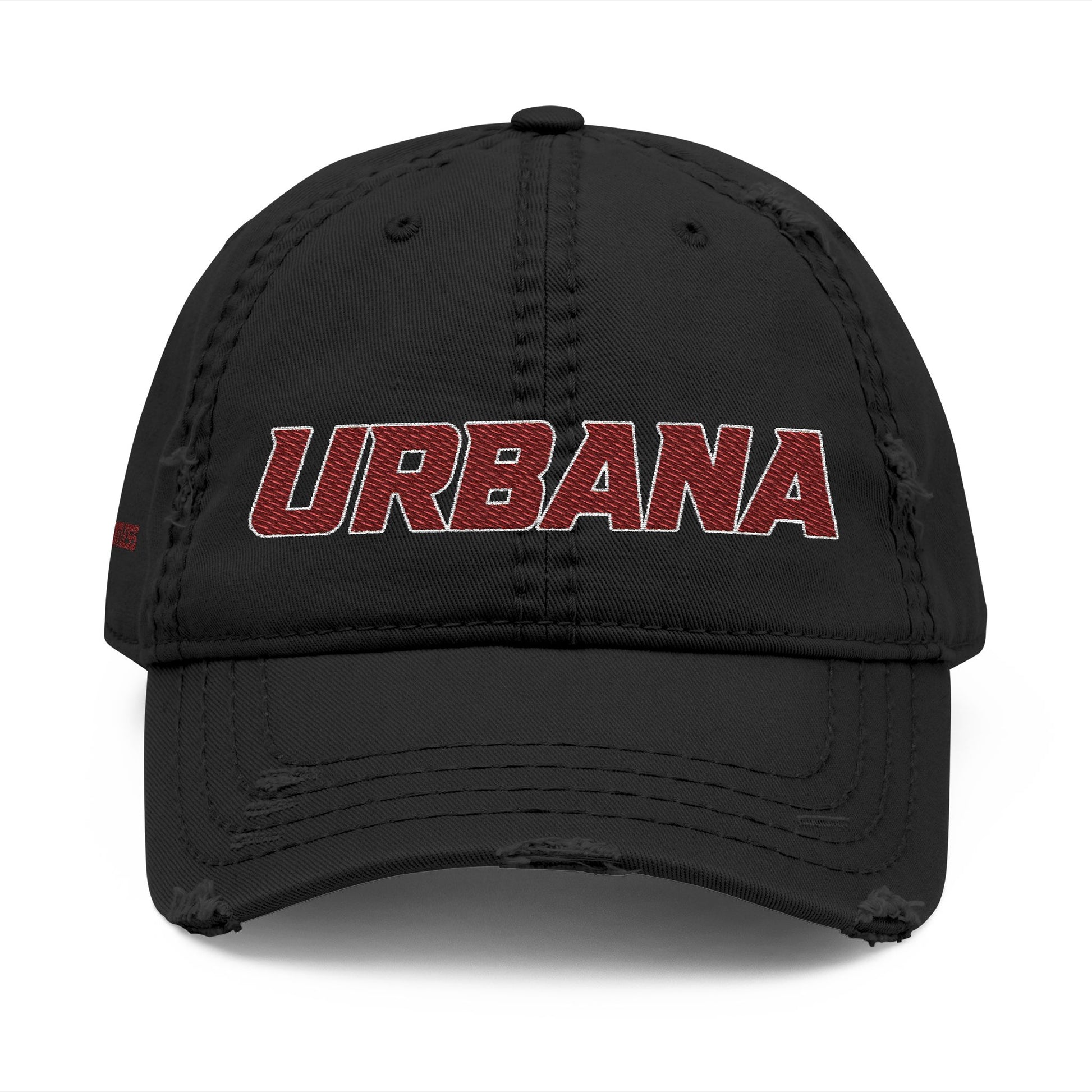 Urbana Distressed Embroidered Dad Hat — Vintage College Cap - Memento Mori Clothing