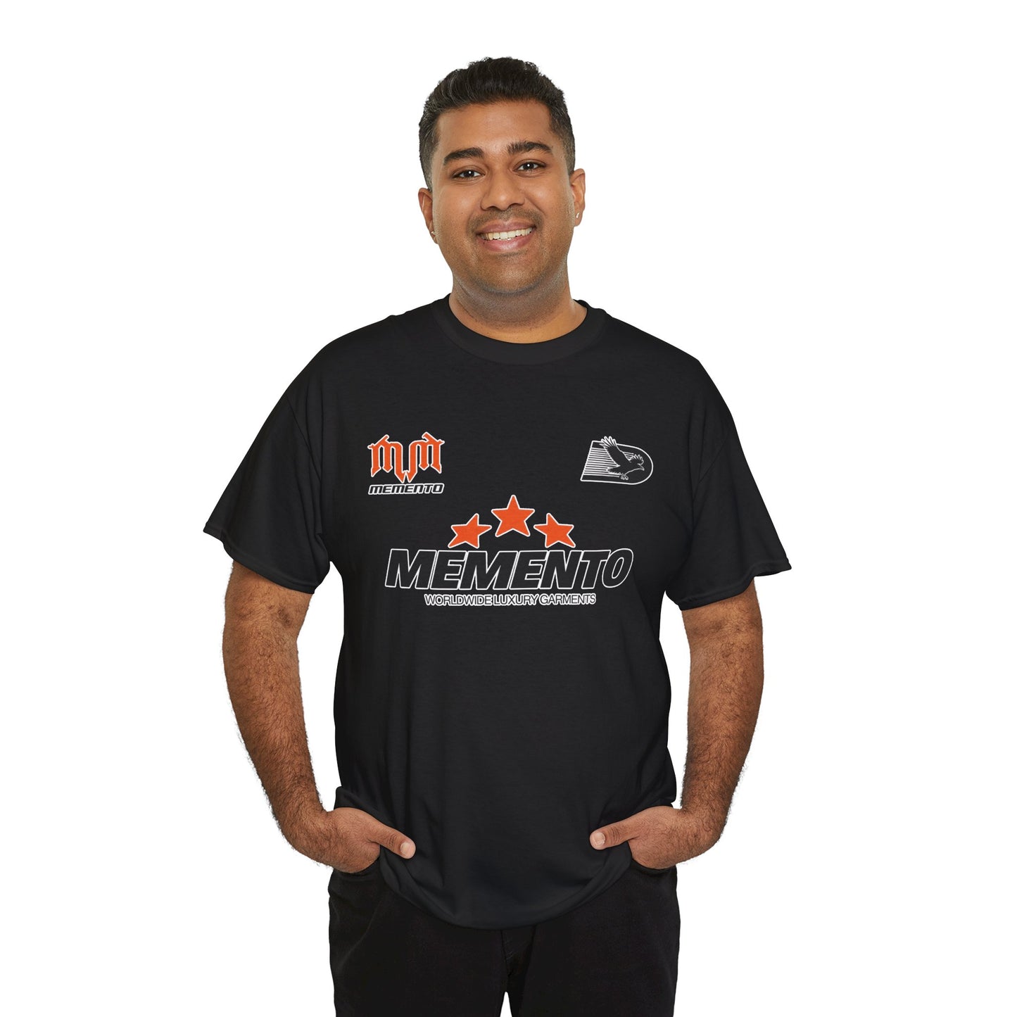 Memento Graphic Tee — Bold 3-Star Logo Cotton T-Shirt