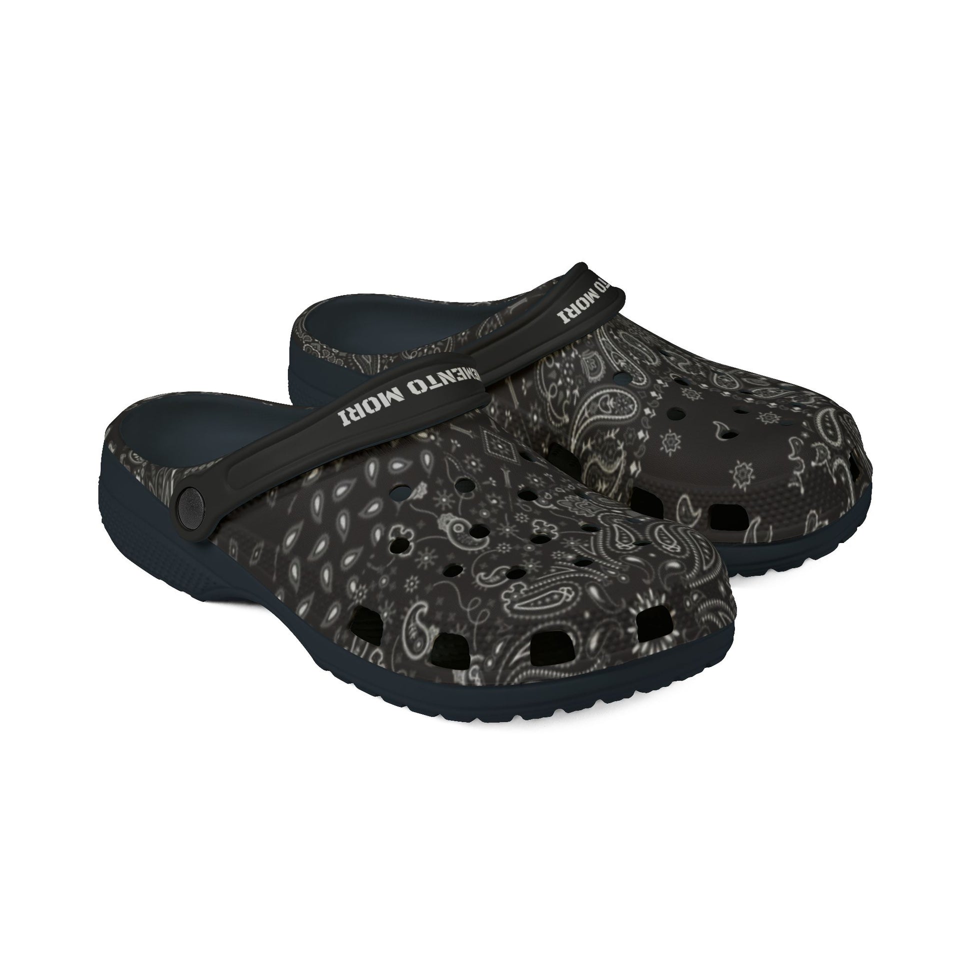 Black Paisley EVA Foam Rubber Shoes - Memento Mori Clothing