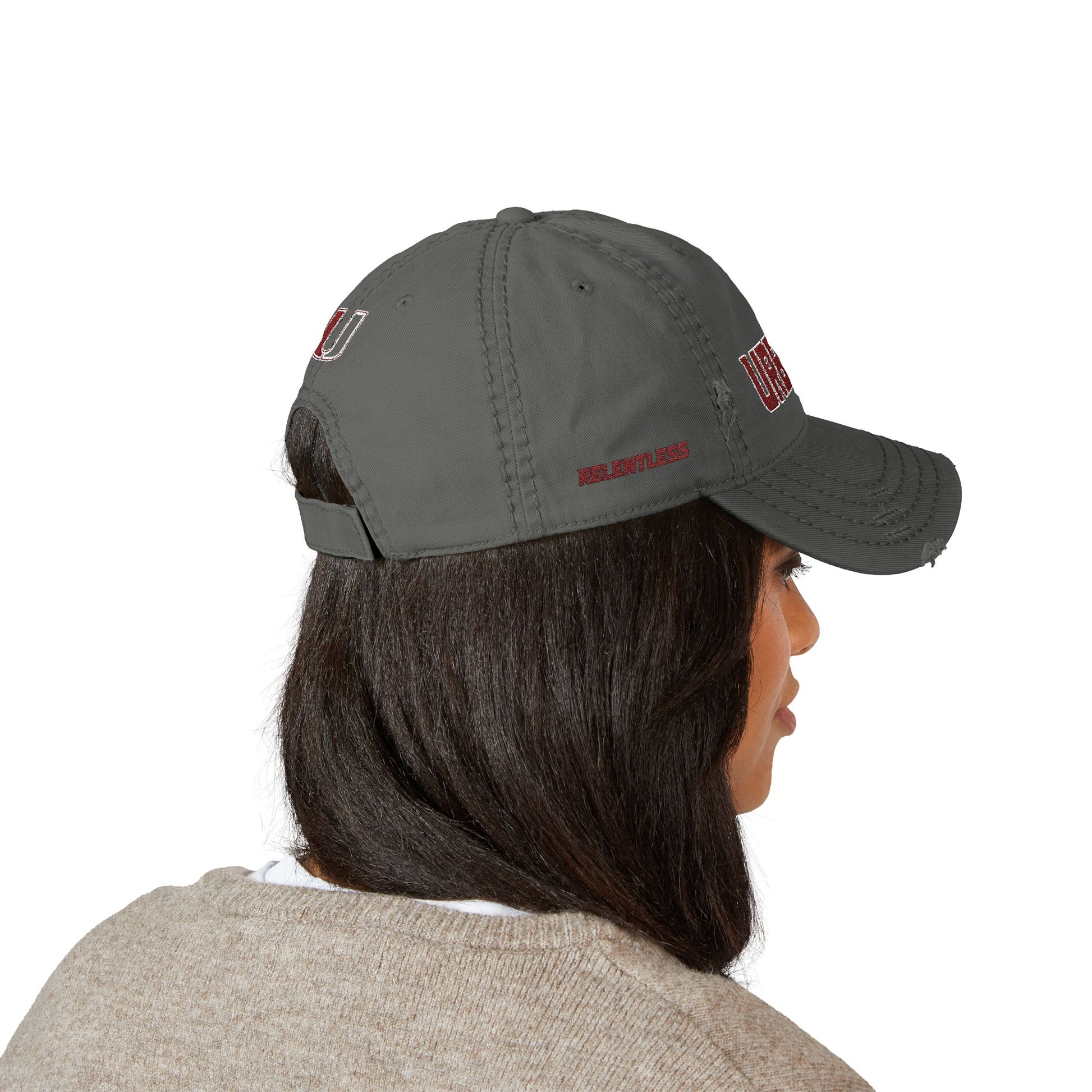Urbana Distressed Embroidered Dad Hat — Vintage College Cap - Memento Mori Clothing